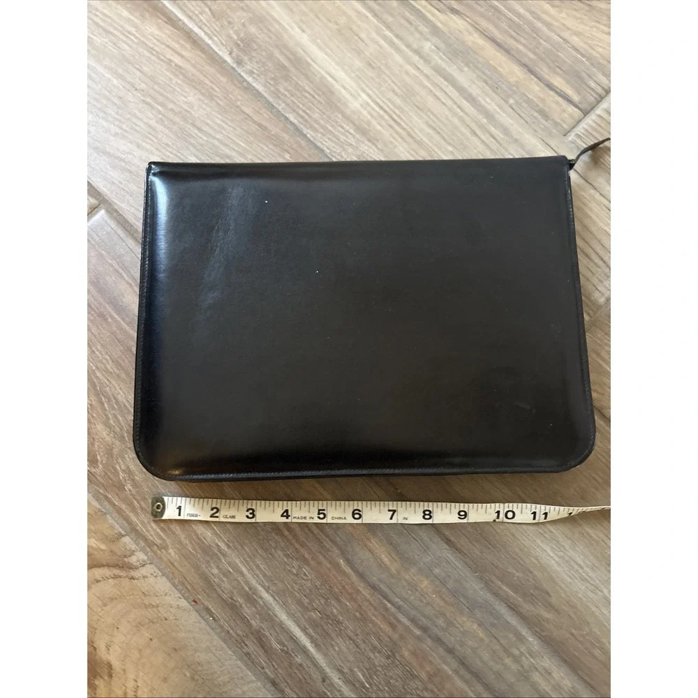 Vintage Black Leather Trim Lg Gold Zipper Portfolio Notepad Planner Portuguese?